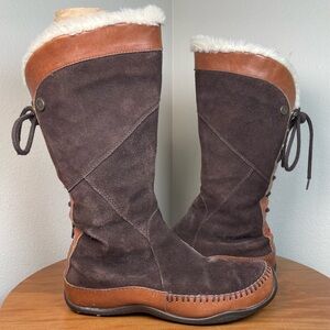 The North Face Moccasin Janey Insulated Boots Suede Fur Lace Up Back Womens 6.5